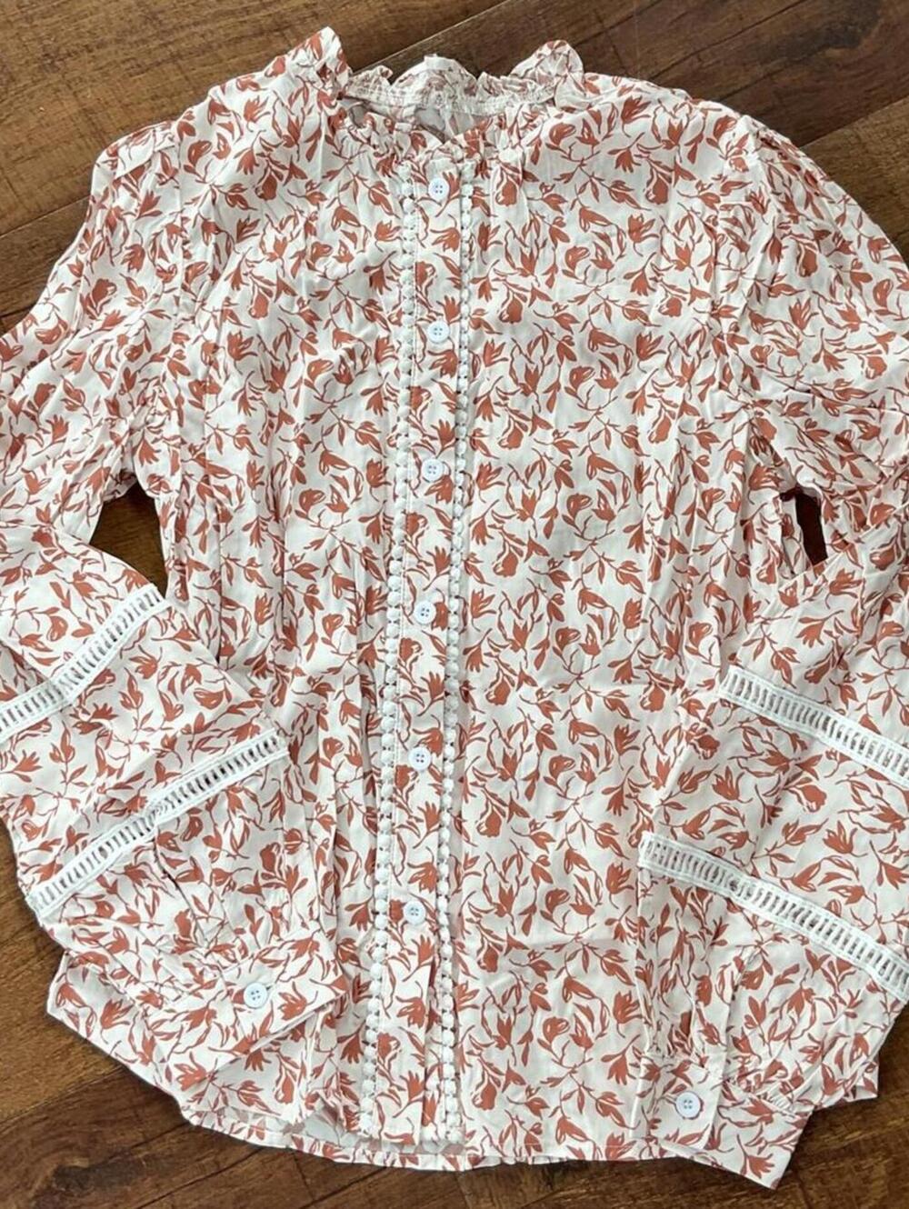 NWOT Melanie Lace Floral Puff Sleeve Top Bohemian Romantic 100% Viscose Size S - Picture 4 of 5